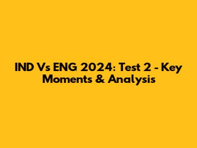 IND Vs ENG 2024: Test 2 - Key Moments & Analysis
