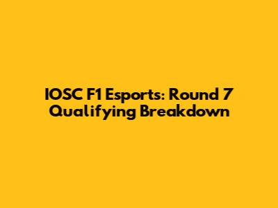 IOSC F1 Esports: Round 7 Qualifying Breakdown
