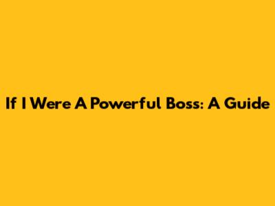 If I Were A Powerful Boss: A Guide