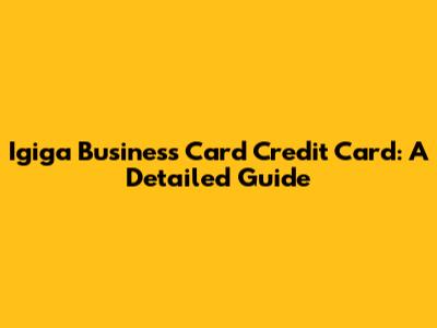Igiga Business Card Credit Card: A Detailed Guide