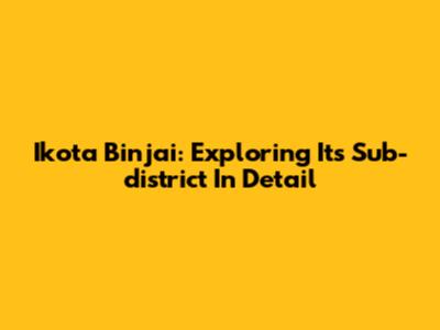 Ikota Binjai: Exploring Its Sub-district In Detail