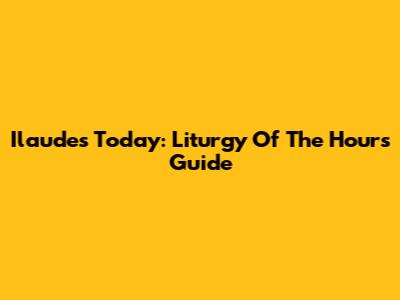 Ilaudes Today: Liturgy Of The Hours Guide