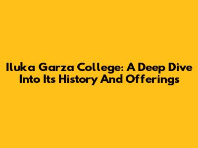 Iluka Garza College: A Deep Dive Into Its History And Offerings