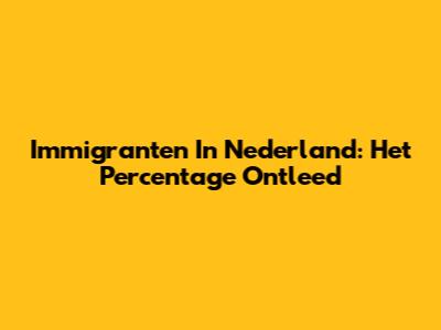 Immigranten In Nederland: Het Percentage Ontleed