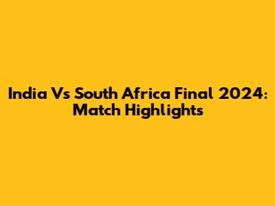 India Vs South Africa Final 2024: Match Highlights