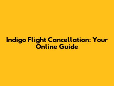 Indigo Flight Cancellation: Your Online Guide