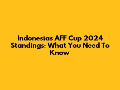 Indonesia's AFF Cup 2024 Standings: What You Need To Know