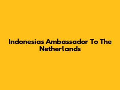 Indonesia's Ambassador To The Netherlands