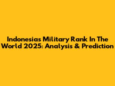Indonesia's Military Rank In The World 2025: Analysis & Prediction