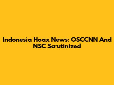 Indonesia Hoax News: OSCCNN And NSC Scrutinized