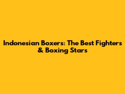 Indonesian Boxers: The Best Fighters & Boxing Stars