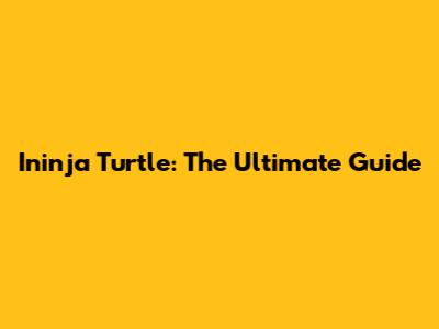 Ininja Turtle: The Ultimate Guide