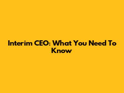 Interim CEO: What You Need To Know