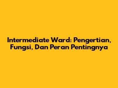 Intermediate Ward: Pengertian, Fungsi, Dan Peran Pentingnya