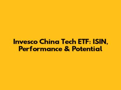 Invesco China Tech ETF: ISIN, Performance & Potential