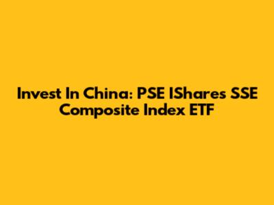 Invest In China: PSE IShares SSE Composite Index ETF