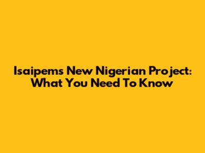Isaipem's New Nigerian Project: What You Need To Know