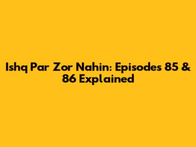 Ishq Par Zor Nahin: Episodes 85 & 86 Explained
