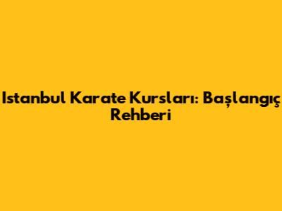 Istanbul Karate Kursları: Başlangıç Rehberi