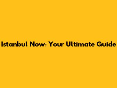 Istanbul Now: Your Ultimate Guide