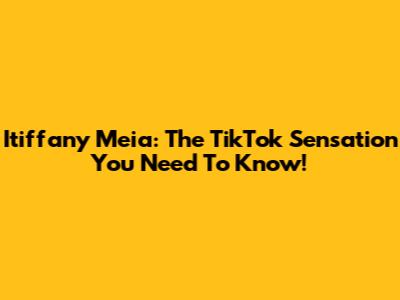 Itiffany Meia: The TikTok Sensation You Need To Know!