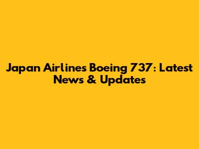 Japan Airlines Boeing 737: Latest News & Updates
