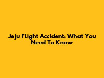 Jeju Flight Accident: What You Need To Know