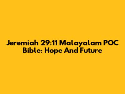Jeremiah 29:11 Malayalam POC Bible: Hope And Future