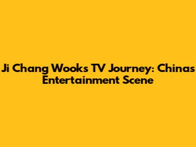 Ji Chang Wook's TV Journey: China's Entertainment Scene