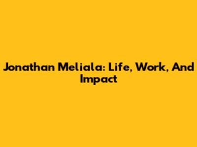 Jonathan Meliala: Life, Work, And Impact