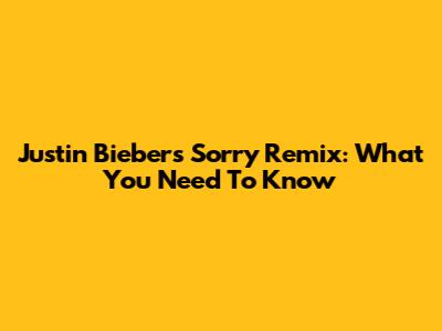 Justin Bieber's 'Sorry' Remix: What You Need To Know