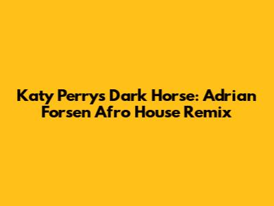 Katy Perry's Dark Horse: Adrian Forsen Afro House Remix