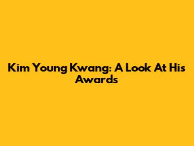 Kim Young Kwang: A Look At His Awards