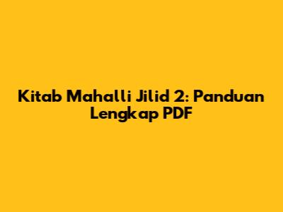 Kitab Mahalli Jilid 2: Panduan Lengkap PDF
