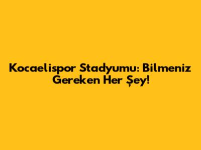 Kocaelispor Stadyumu: Bilmeniz Gereken Her Şey!