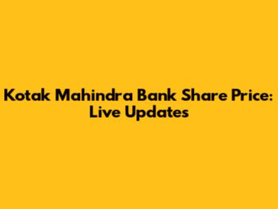Kotak Mahindra Bank Share Price: Live Updates