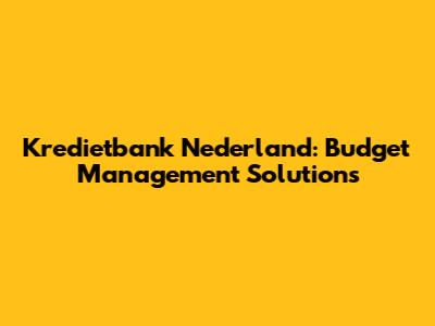 Kredietbank Nederland: Budget Management Solutions
