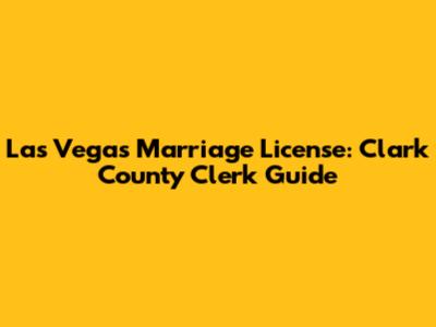 Las Vegas Marriage License: Clark County Clerk Guide
