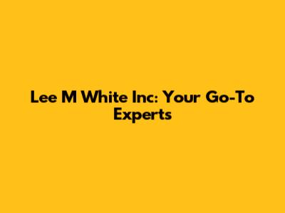 Lee M White Inc: Your Go-To Experts