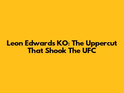 Leon Edwards' KO: The Uppercut That Shook The UFC