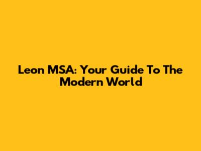 Leon MSA: Your Guide To The Modern World