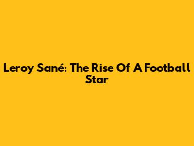 Leroy Sané: The Rise Of A Football Star