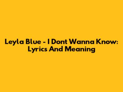 Leyla Blue - I Don't Wanna Know: Lyrics And Meaning