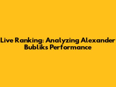 Live Ranking: Analyzing Alexander Bublik's Performance