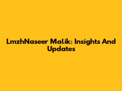 LmzhNaseer Malik: Insights And Updates