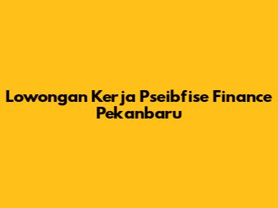 Lowongan Kerja Pseibfise Finance Pekanbaru