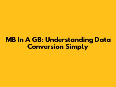 MB In A GB: Understanding Data Conversion Simply