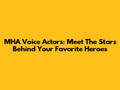 MHA Voice Actors: Meet The Stars Behind Your Favorite Heroes