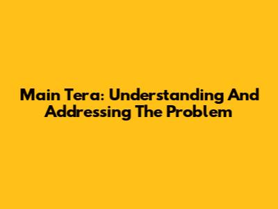 Main Tera: Understanding And Addressing The Problem