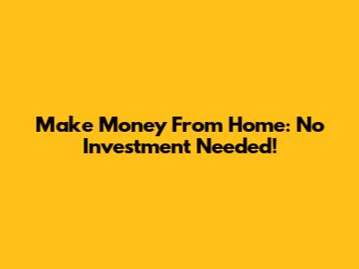 Make Money From Home: No Investment Needed!